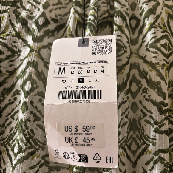 Zara, green and cream midi dress. - Picture 4 of 4